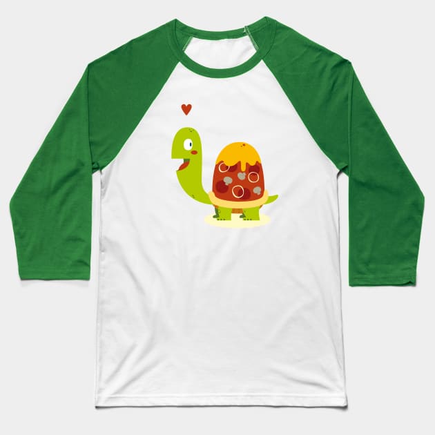 Pizza turtle Baseball T-Shirt by frauewert